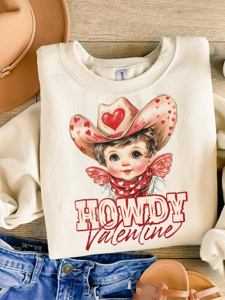 Howdy Valentine PNG, Cupid Valentines png, Western Valentines png, Retro Valentine png, Valentines png, Cupid png, Western png, Cowgirl png
