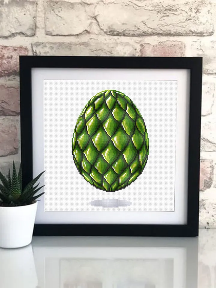 Mystery dragon egg cross stitch pattern download PDF Modern cross stitch chart, Magic Easter egg pattern digital PDF, Dragon art #D17