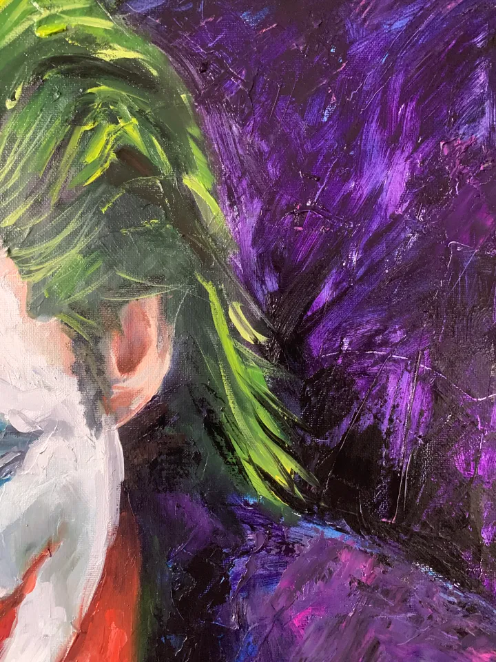 Joker Smoking, Oil painting Expressive Art 24x28 inches,