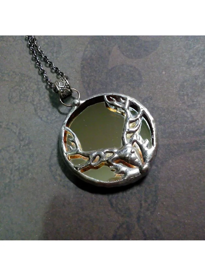 Deer antler jewelry, Deer head necklace, Noel, Yule jewelry. Christmas deer, stag head pendant