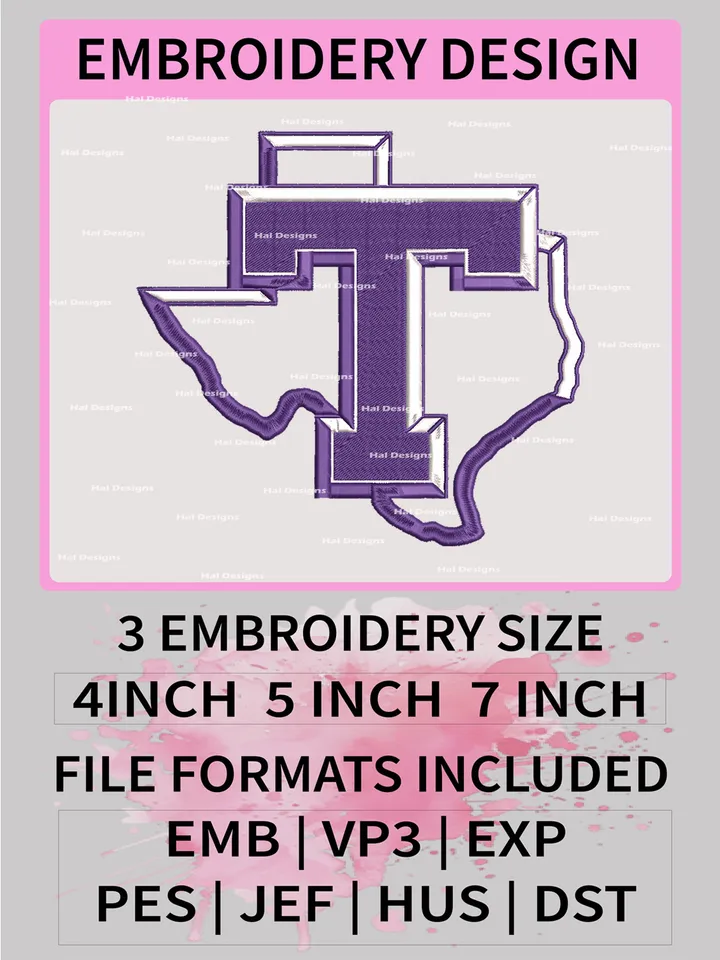 NCAA Tarleton State Texans Embroidery File, 3 Sizes, 6 Formats, NCAA Machine Embroidery Design, NCAA Logo, NCAA Teams