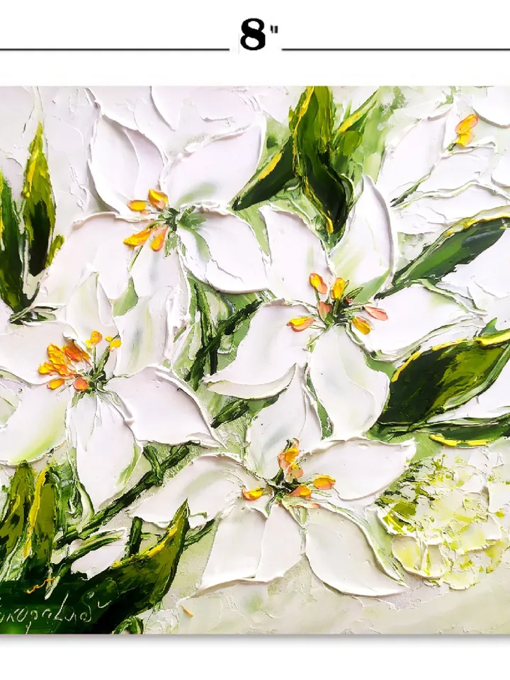 Lily Painting Floral Original Art Impasto Painting 8 x 8 Abstract Painting Oil Original Painting by ArtProkopaloSv