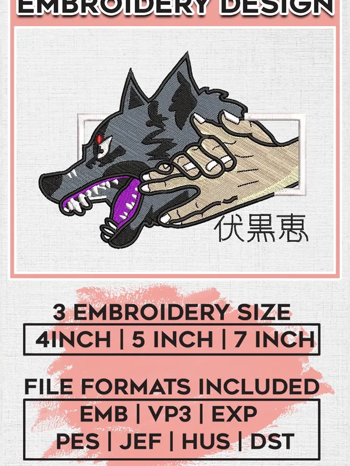Handsign Jujutsu Kaisen Anime Embroidery Design, Anime Embroidery Files, Machine Embroidery Design, Anime Design EMB_ANIME_275