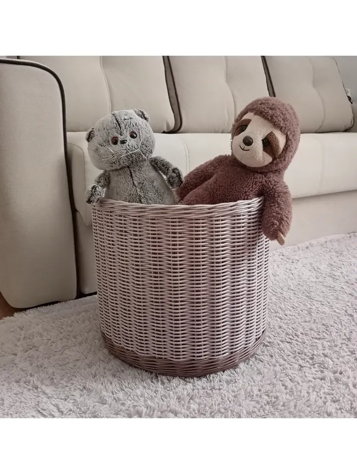 Storage basket. Wicker basket. Basket for toys. Laundry basket. Basket in the bathroom.