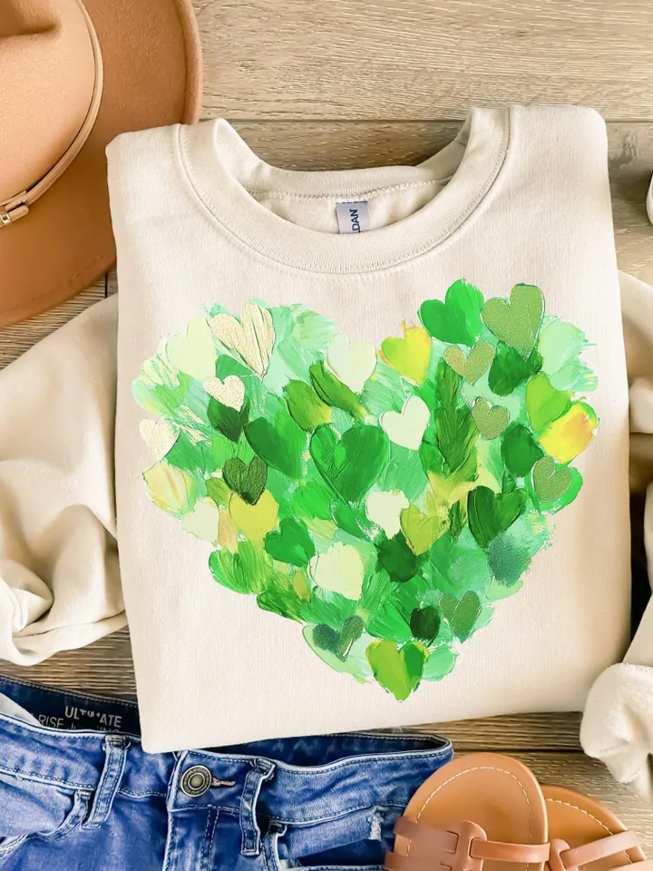 St. Patrick’s Day Heart Brushstroke png, 4 leaf clover png, St Patrick's Day png, Irish png, Shamrock png designs, Coquette st patrick Png