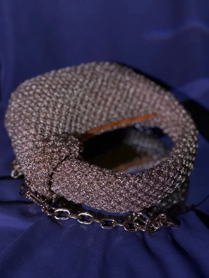 Luxury gold small women one piece handbag, crossbody hobo, top handle, small purse, crochet clutch, shoulder bag, event wear