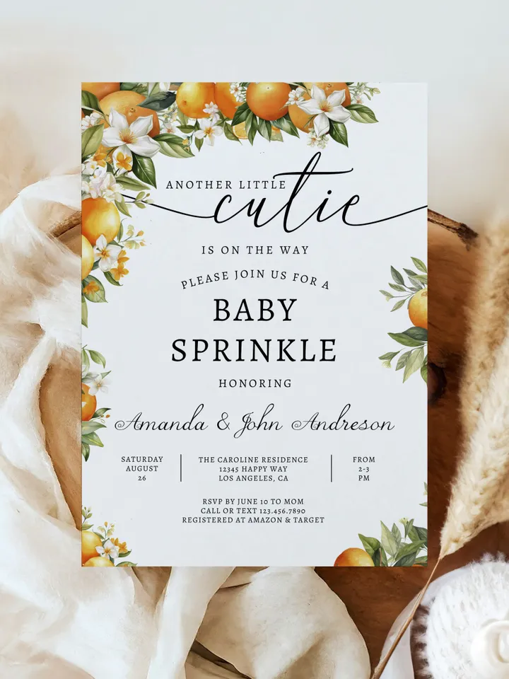 Little Cutie Baby Sprinkle Invitation Template, Cutie Baby Shower Invitation Template, Girl Baby Sprinkle Editable Template - I104