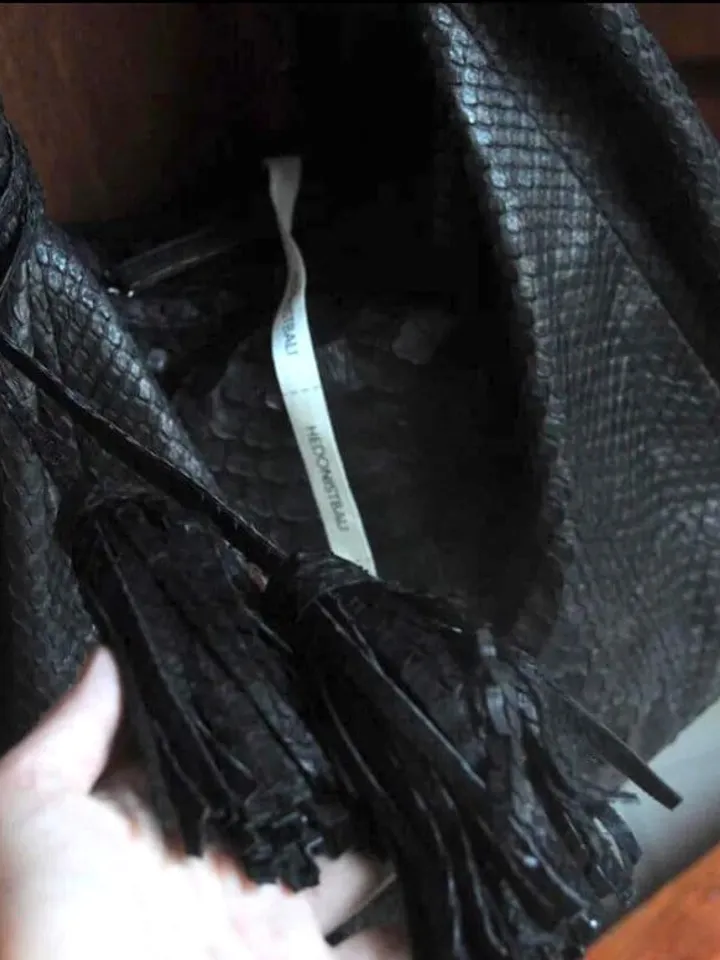 Big Soft Hobo Classy Sport Woman Bag | Purse Genuine Python Skin | Python Skin Products | Black Big Elegant Leather Designer Soft Bag Snake