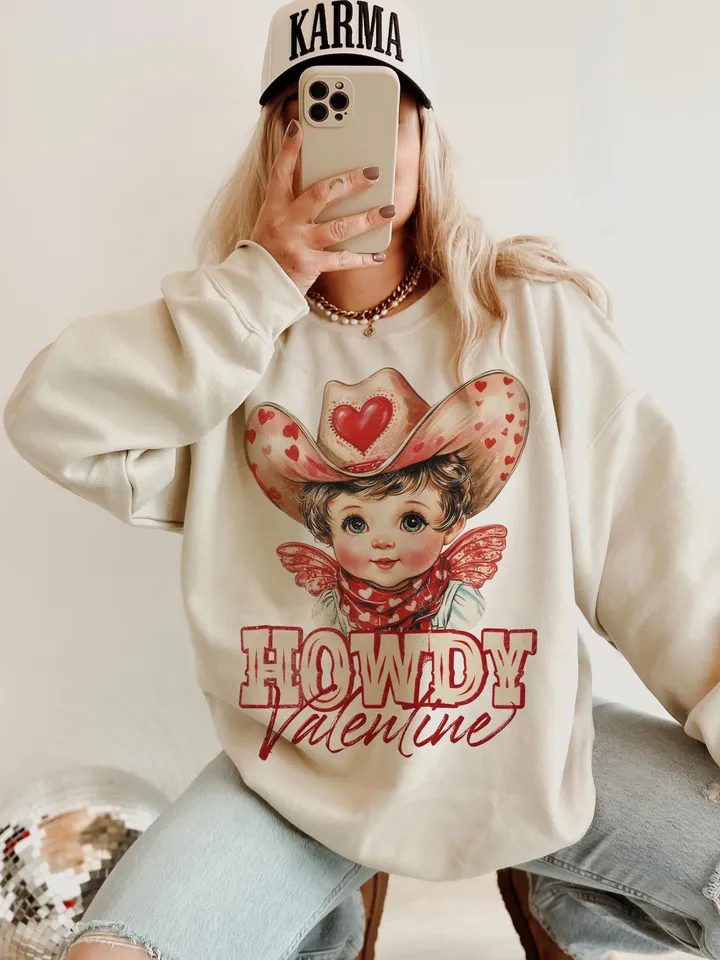 Howdy Valentine PNG, Cupid Valentines png, Western Valentines png, Retro Valentine png, Valentines png, Cupid png, Western png, Cowgirl png