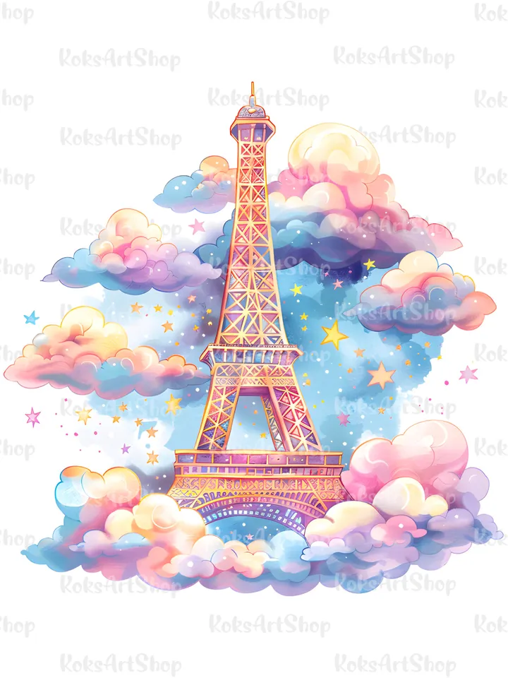 Eiffel Tower png, Eiffel Tower T-shirt design, Pastel clipart, Fashion art, Fashion Clipart, Fashion print, Paris clip art, Paris png