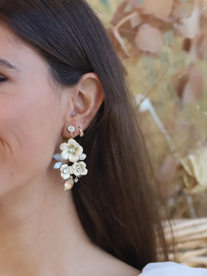 Porcelain Flower Wedding Earrings