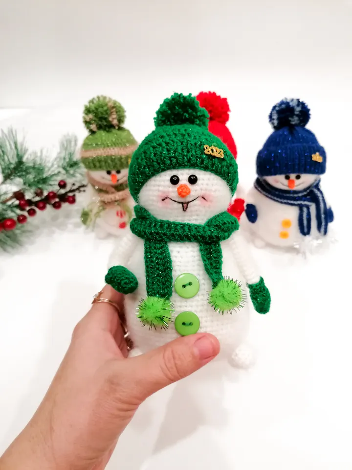 snowmen crocheted, handmade.
