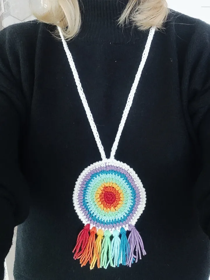 Rainbow color jewelry set, pendant and bracelet, boho style jewelry