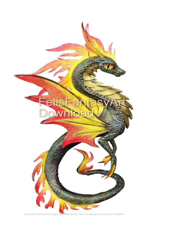 Fire dragon, fantasy print. Digital item, high quality photo
