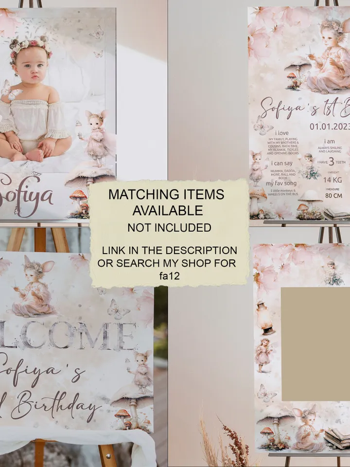 Editable Fairy Birthday welcome banner template Fairy Floral Birthday Magical Enchanted Fairy Birthday Pixie Fairy banner Magical fa12