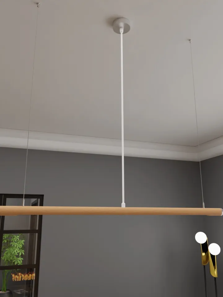 Wooden LED linear pendant light, wood chandelier, hanging lamp