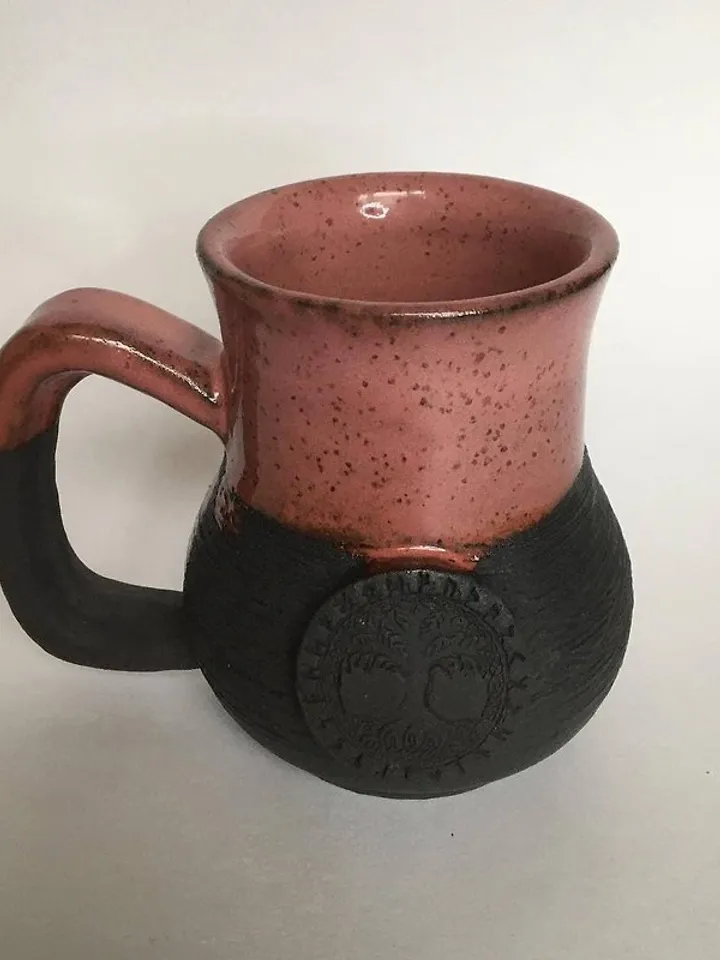 Black and Pink Ceramic Mug Viking Mug Yggdrasil Mug