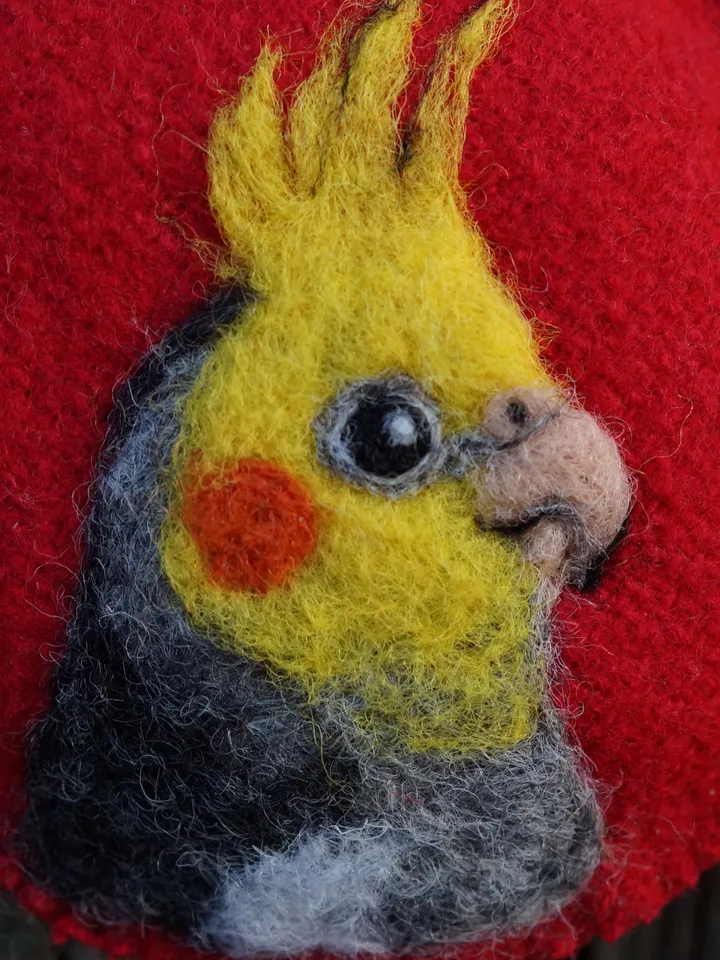 Gray cockatiel Christmas ornament, pet portrait, made to order