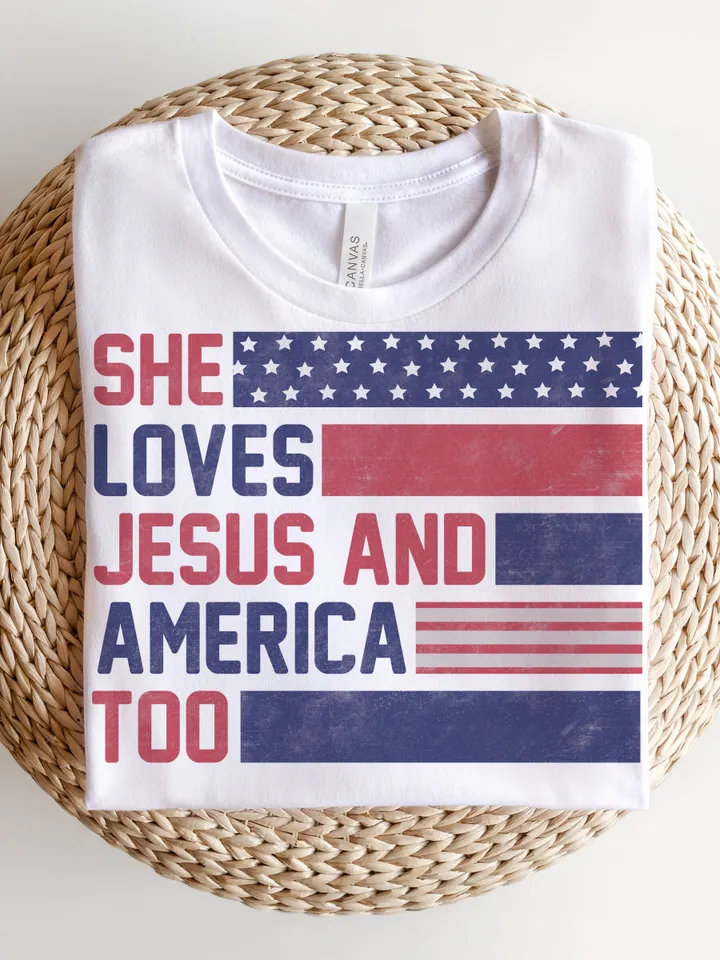 She loves Jesus and America Too PNG, USA Png, Patriotic png, America Retro Png, Independence Day PNG