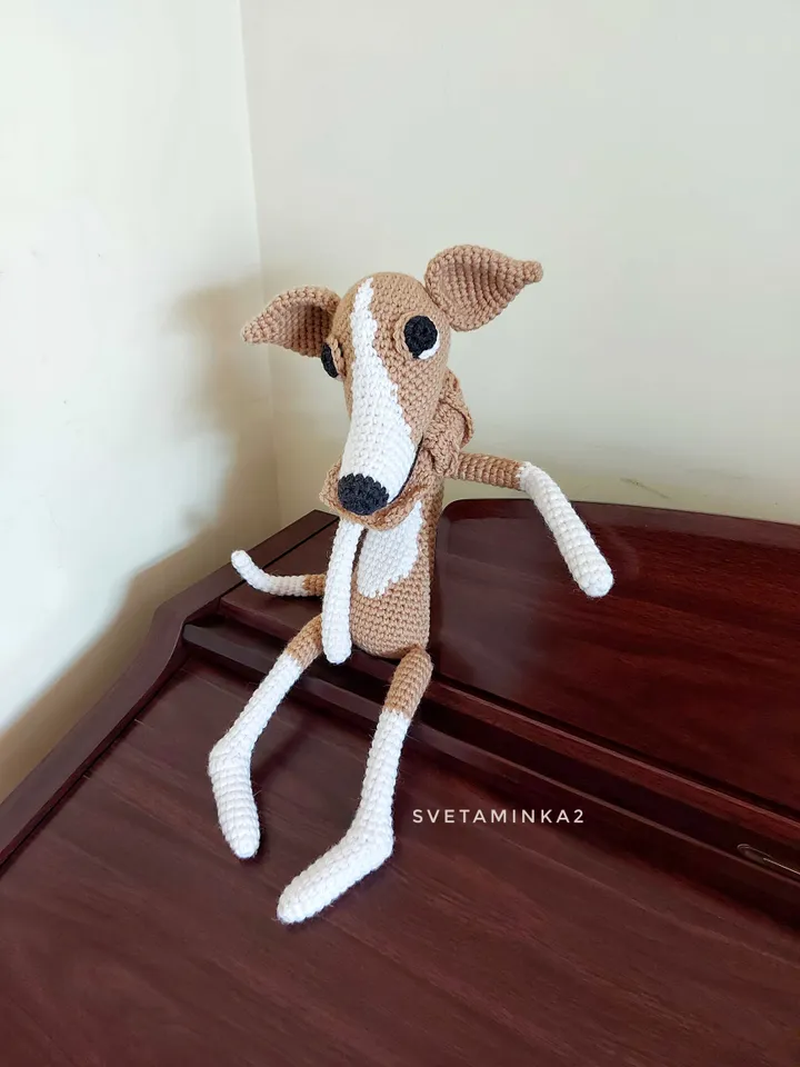 Greyhound Dog Crochet Pattern Amigurumi, Whippet, Italian Greyhound, Galgo, Sighthound, Lurcher. Digital Download. PDF.