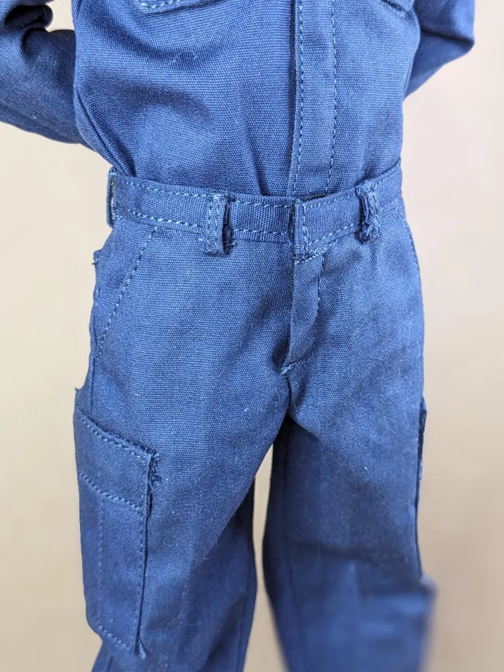 Premium navy blue military-style jacket, pants for 12-inch fashion male dolls