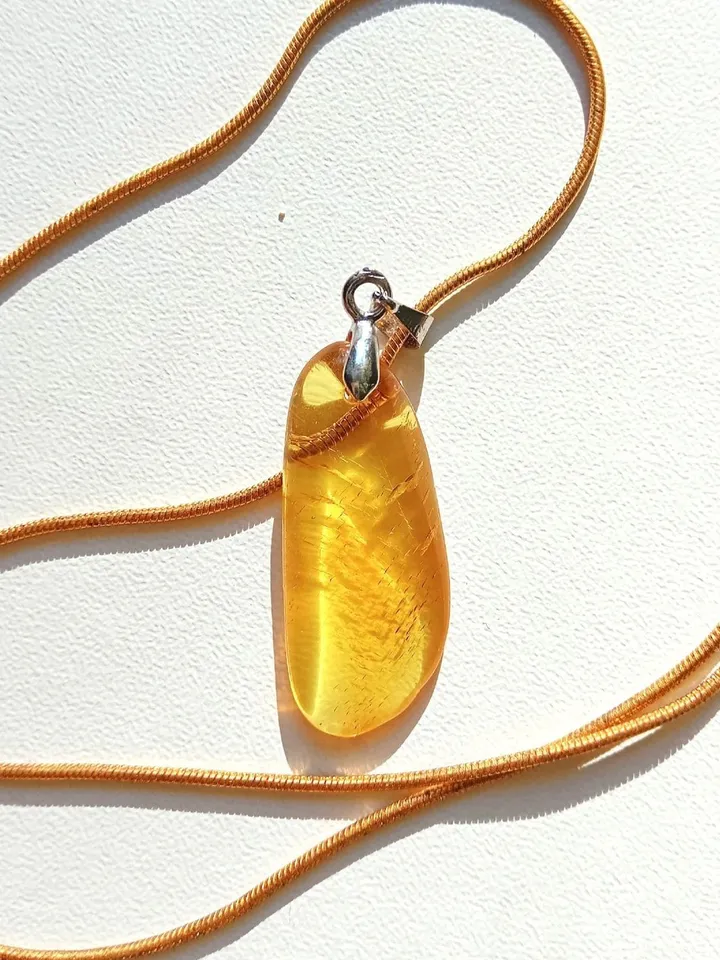 Yellow Amber Healing Stone Jewelry Pendant
Gold Tone Chain Necklace Gift For Girl Women Girlfriend. Evil Eye Protective Amulet Anti Anxiety
Natural Baltic Amber Jewelry