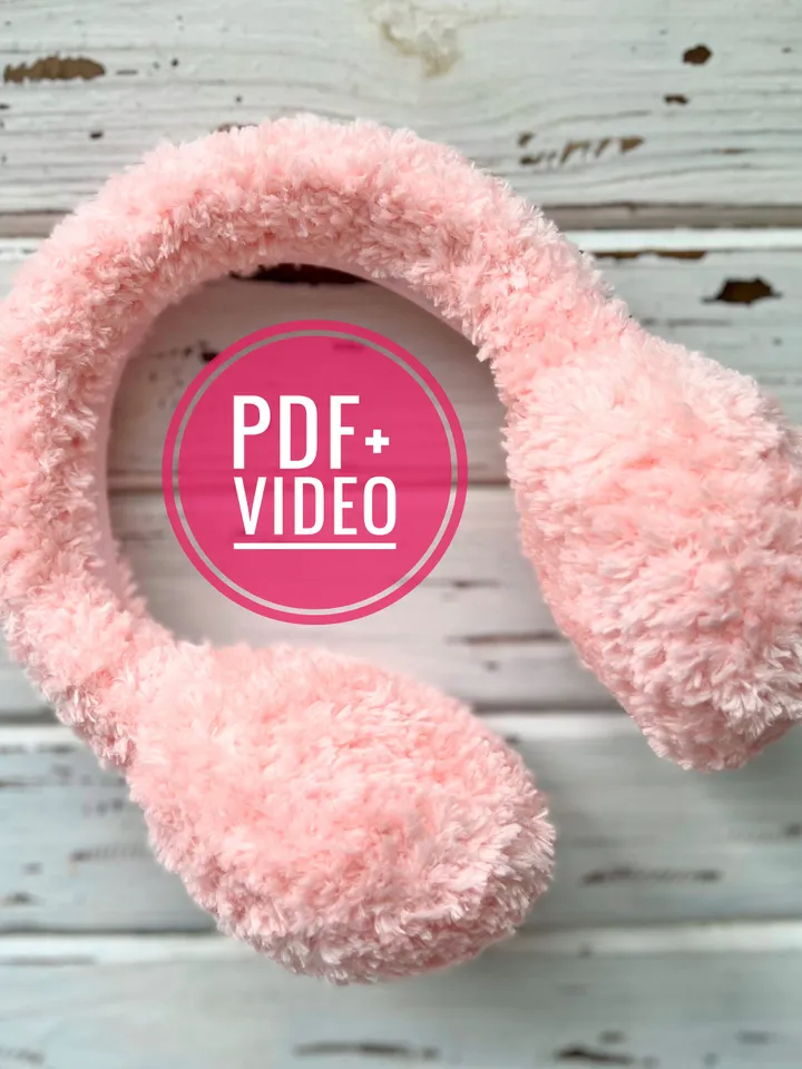 Earmuffs crochet pattern PDF, fur headband, headphones, headset digital instant download