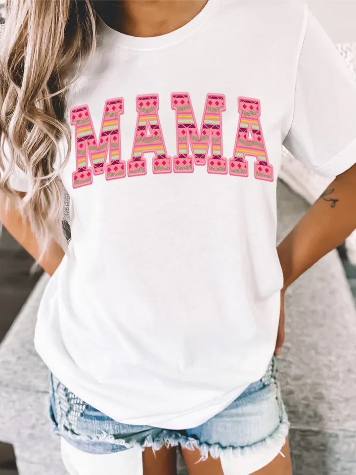 Embriodery Pink Mama Distressed Aztec Mama PNG digital download | Western png | Mama University Font | Aztec pattern | Distressed Mama |