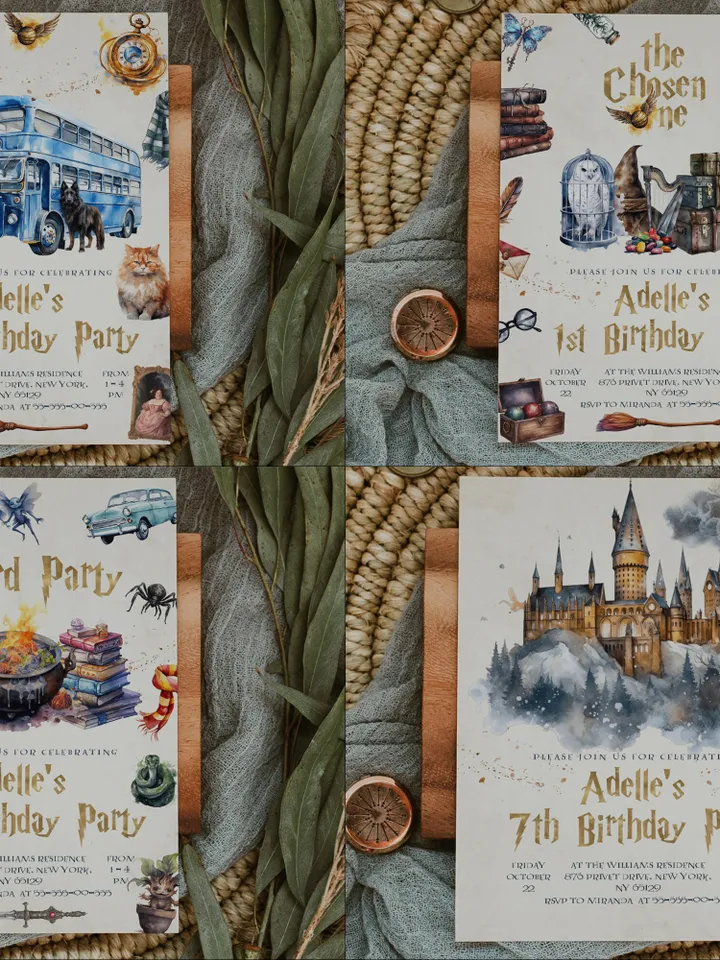 The Chosen One Big Bundle; Wizard Birthday Party Bundle Templates; Magic School Birthday Party Template; Wizard Party Template; Wiz1320