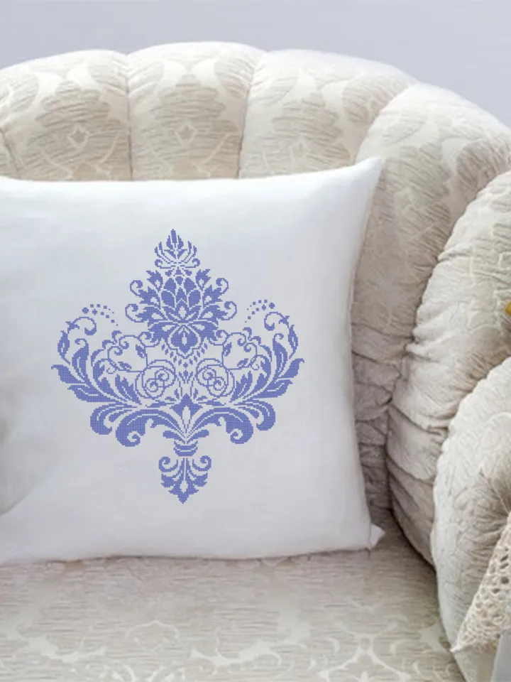 Floral damask ornament cross stitch pattern PDF download Flower mandala cross stitch chart, Damask pattern digital PDF, Floral scroll #M254