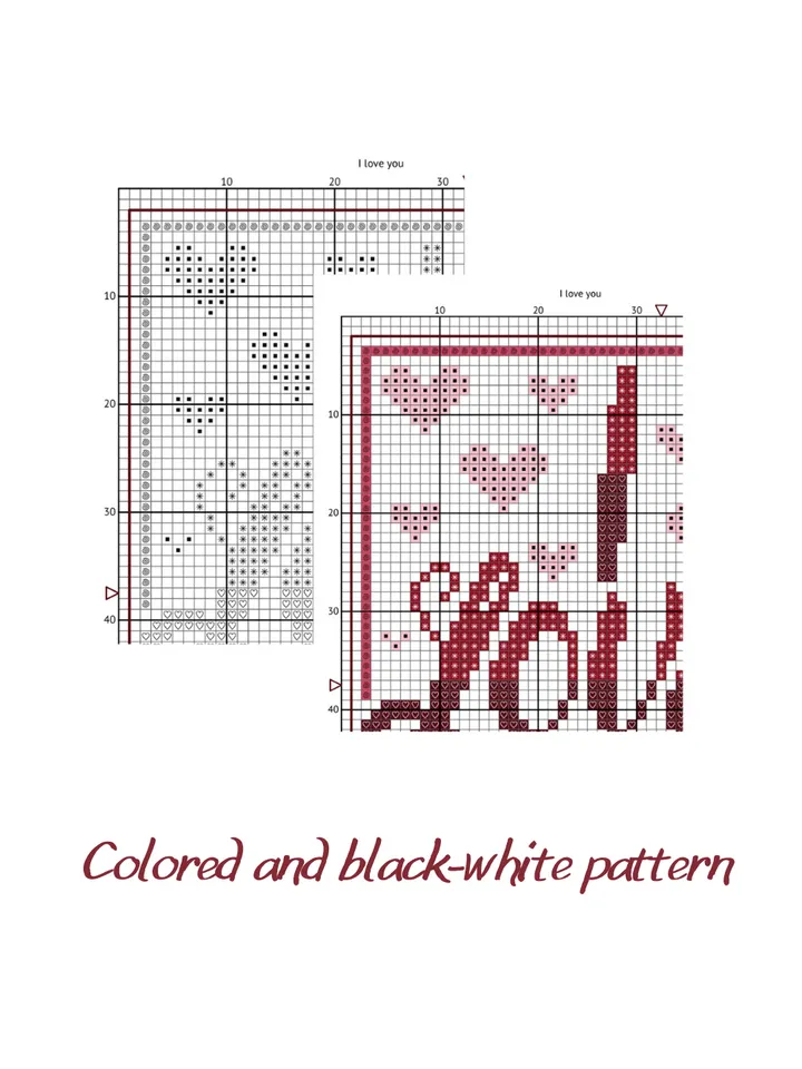 Cross stitch pattern I love you, simple cross stitch pattern PDF