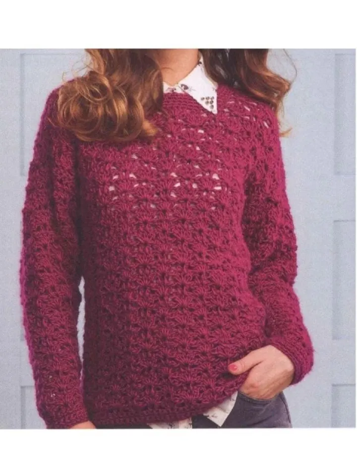 Sweater crochet pattern, crochet jumper pattern, shell sweater crochet pdf instant download