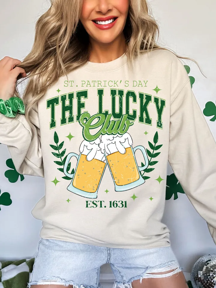 The Lucky Club PNG, St. Patrick’s day Png Designs, Retro St. Patrick’s Png, Trending Png, Trendy St.Pattys Day Png, Trendy Retro Irish Day