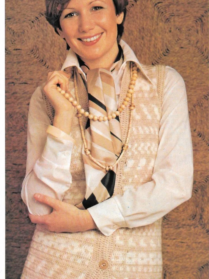 Waistcoat vest crochet pattern sleeveless cardigan button front pullover jacket pattern pdf