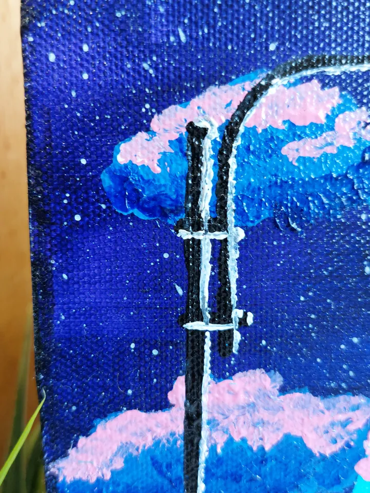 Mini painting with the image of the "Lantern of dreams", Original execution, Painting on the panel