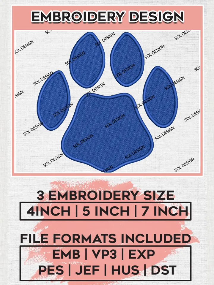 NCAA Georgia State Panthers Team Logo Footprint Embroidery Design Files, NCAA Georgia State Panthers Machine Embroidery, NCAA Teams, Game Day, 3 sizes, NCAA Machine embroidery designs, Digital Download