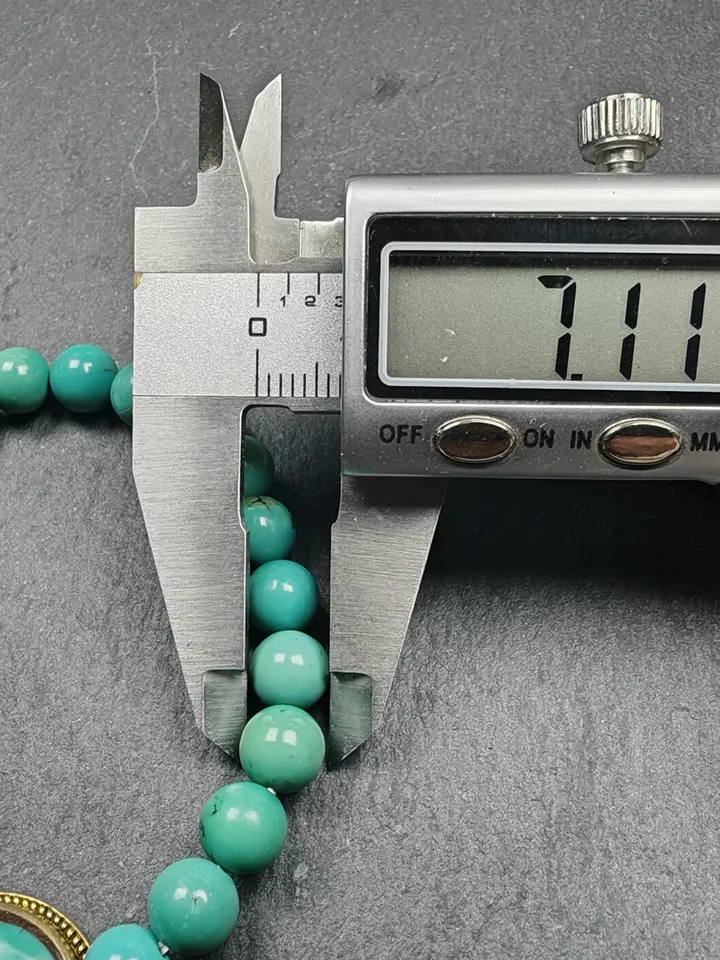 Gandhanra Authentic Original TURQUOISE Gemstones TIBETAN BRACELET - Old Beaded Wrist Mala Bracelet,7mm Beads, 19cm perimeter