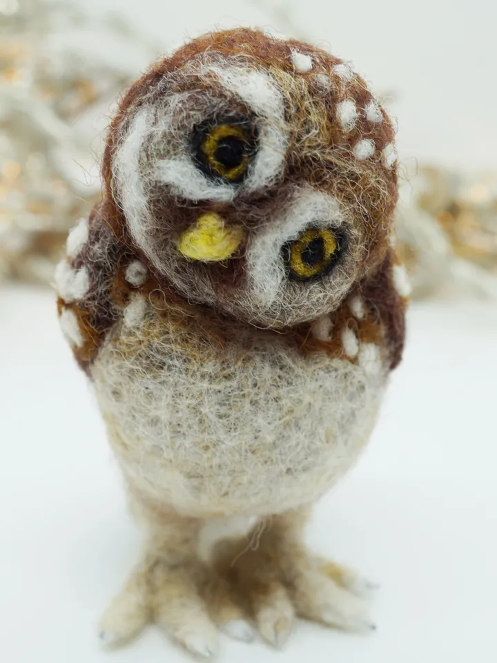 Owlbert, needle felted burrowing owl, made to order