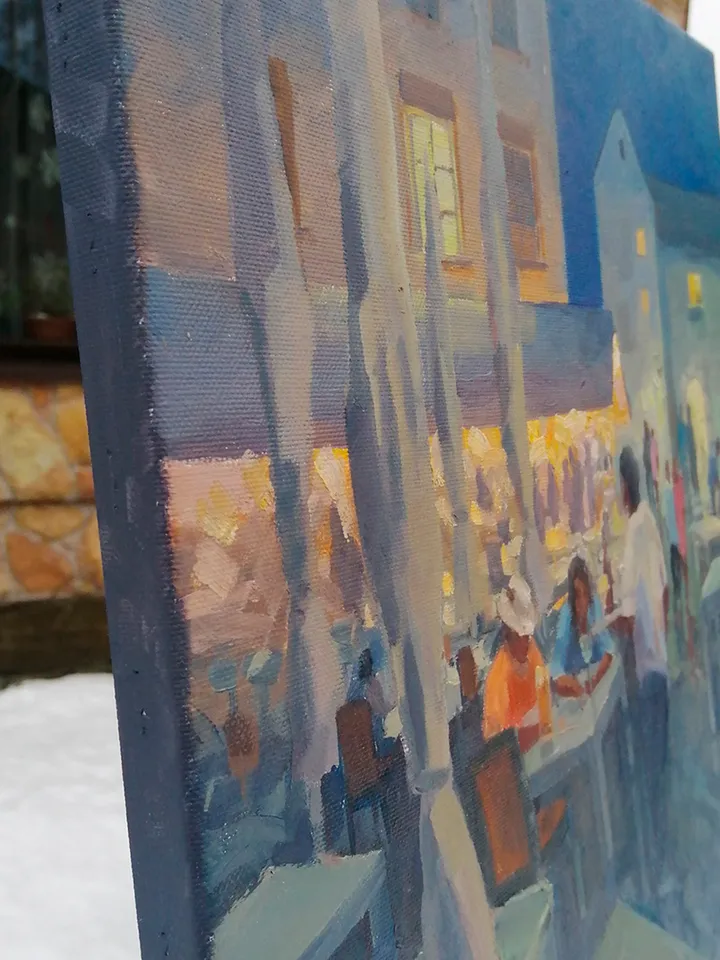Cityscape oil painting