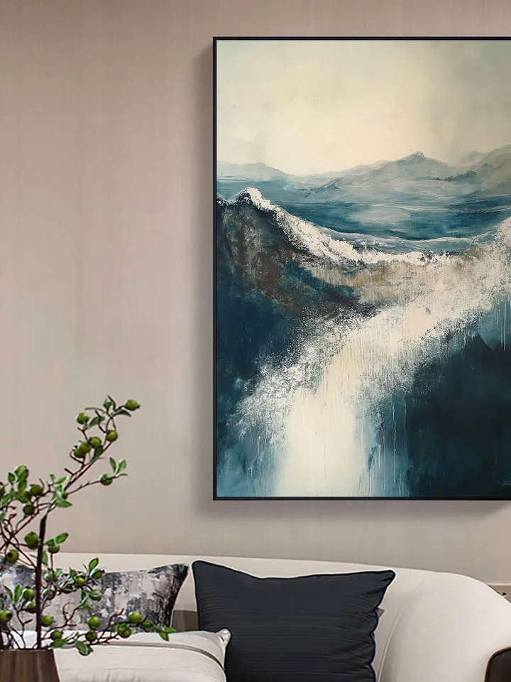 Original Grey Sea Oil Painting On Canvas, Abstract Waves Painting, Large Wall Art, Bedroom Living room Wall Decor, Custom Painting, Home Art