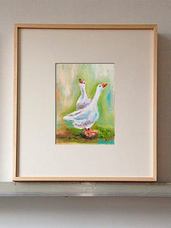Goose Painting Friend Painting Original Impasto Oil Painting 5x7 Farm Animals Painting Geese Painting Duck Wall Art Bird Art Birthday Gift by ArtFromVictoria