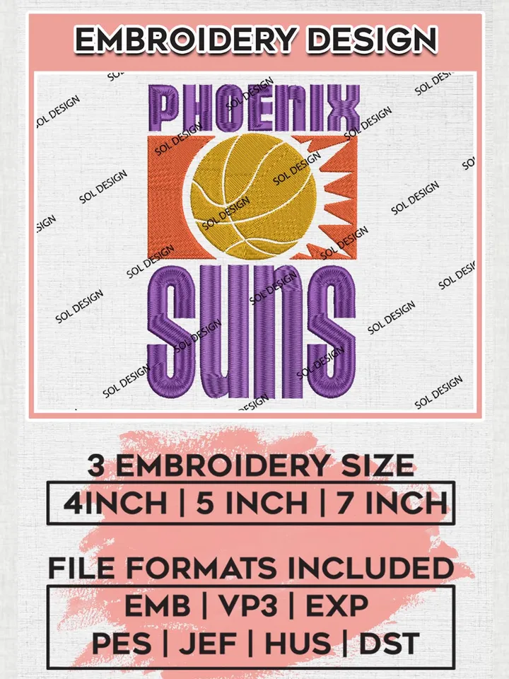 NBA Phoenix Suns Machine Embroidery Designs, Phoenix Suns Embroidery Design Files, Phoenix Suns Logos Embroidery Design Files, NBA Teams Embroidery Design, Digital Download