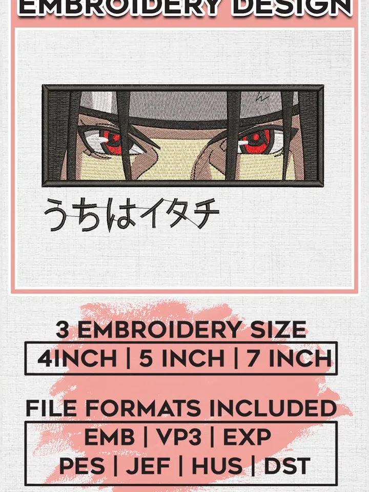 Uchiha Itachi Embroidery Designs, Itachi Logo Embroidery Files, Naruto Machine Embroidery Pattern, Digital Download EMB_ANIME_271