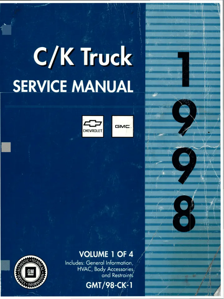 1998 GMC Chevrolet CK Truck Shop Manual Service Repair