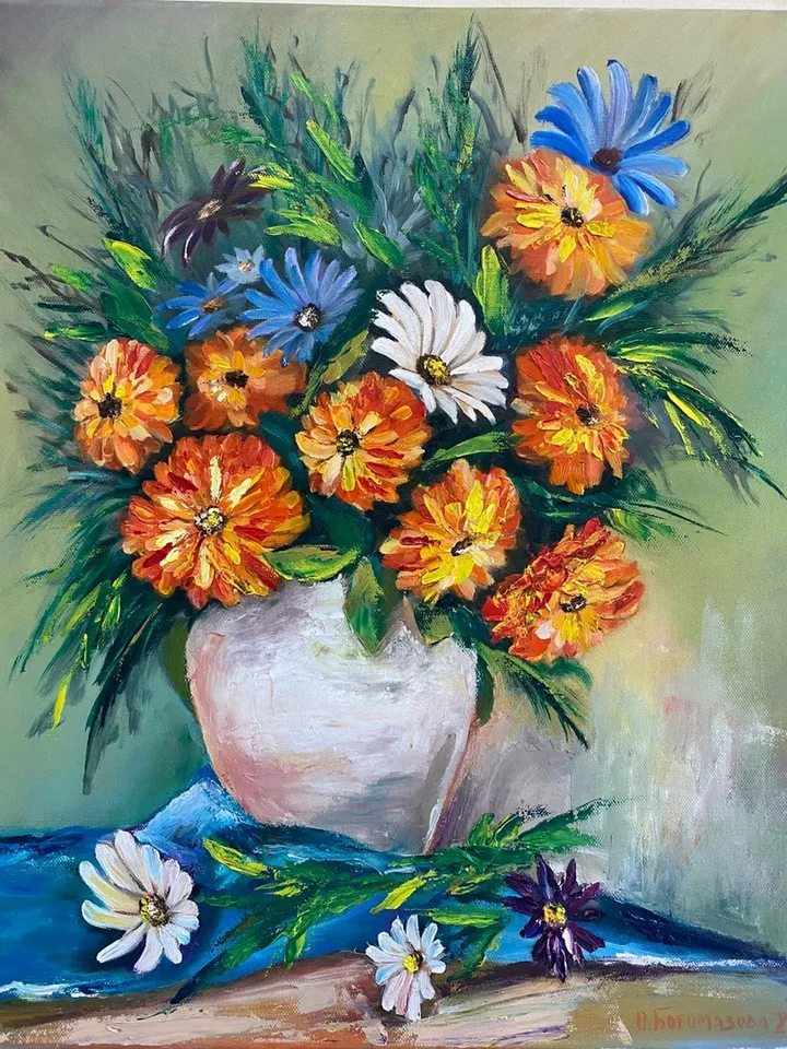 Bouquet oil painting on canvas by artist Olga Stukan