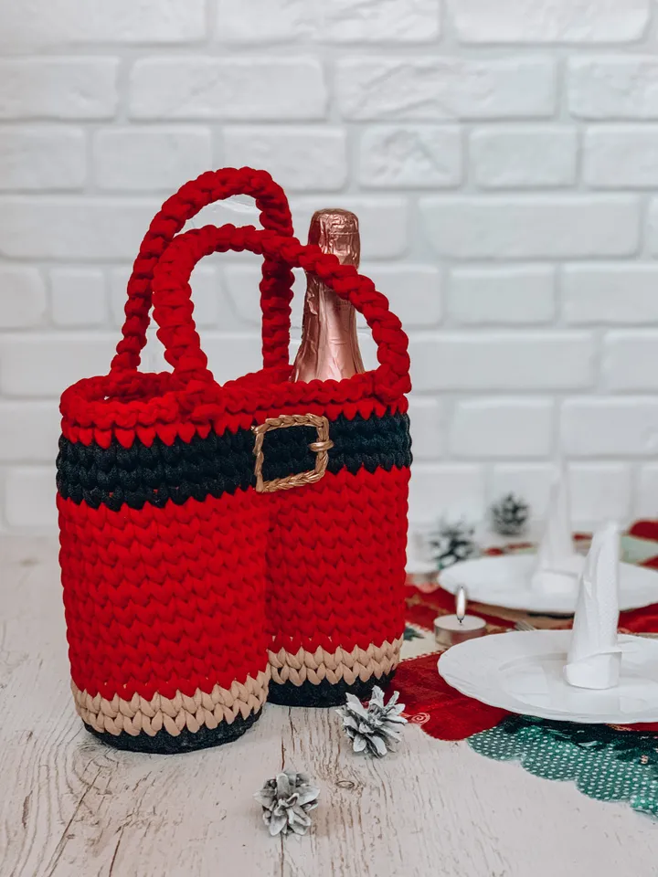 Crochet Santa’s pants basket, PDF pattern, digital instant download