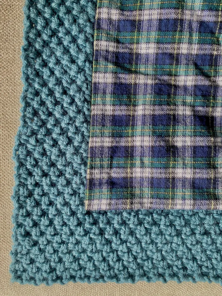 Reversible Sheep Baby Blanket, Handknit, Fuzzy Sheep, Flannel on Reverse (Optional) 3 Sizes