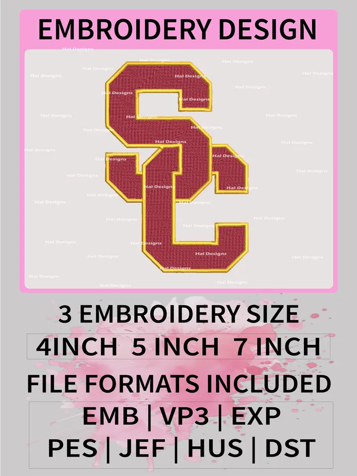 NCAA USC Trojans Embroidery File, 3 Sizes, 6 Formats, NCAA Machine Embroidery Design, NCAA Logo, NCAA Teams