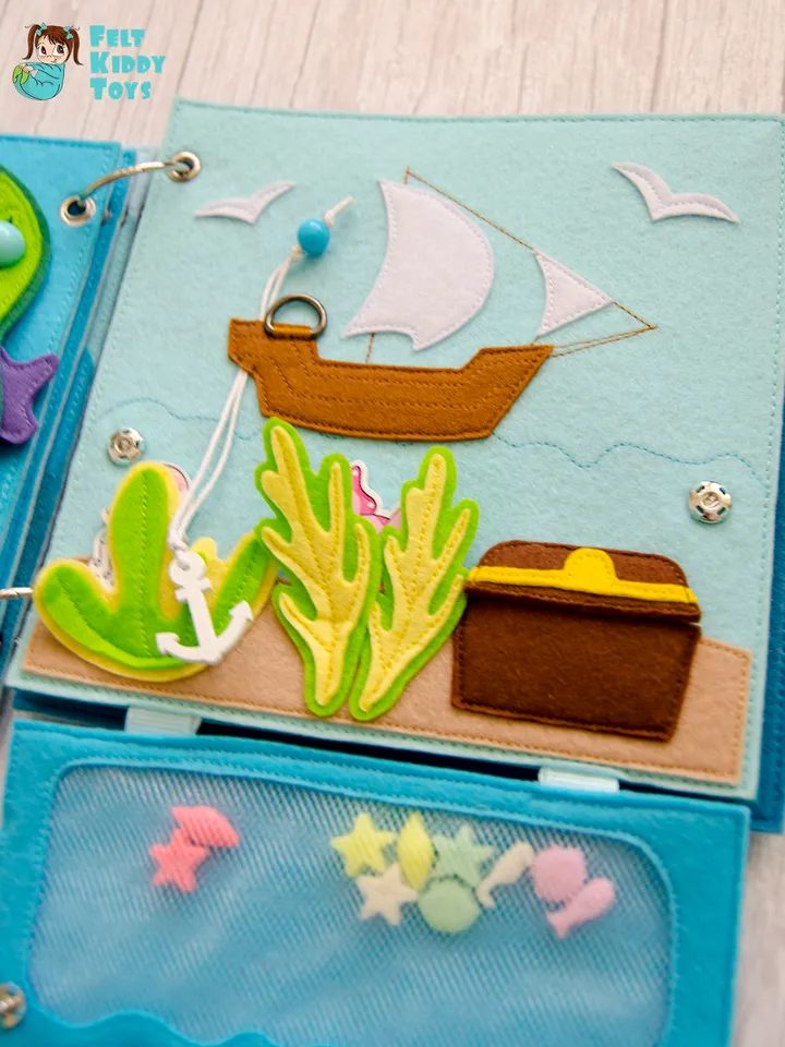 Ship and Treasure, Quiet book page, Pattern and Tutorial, SVG files