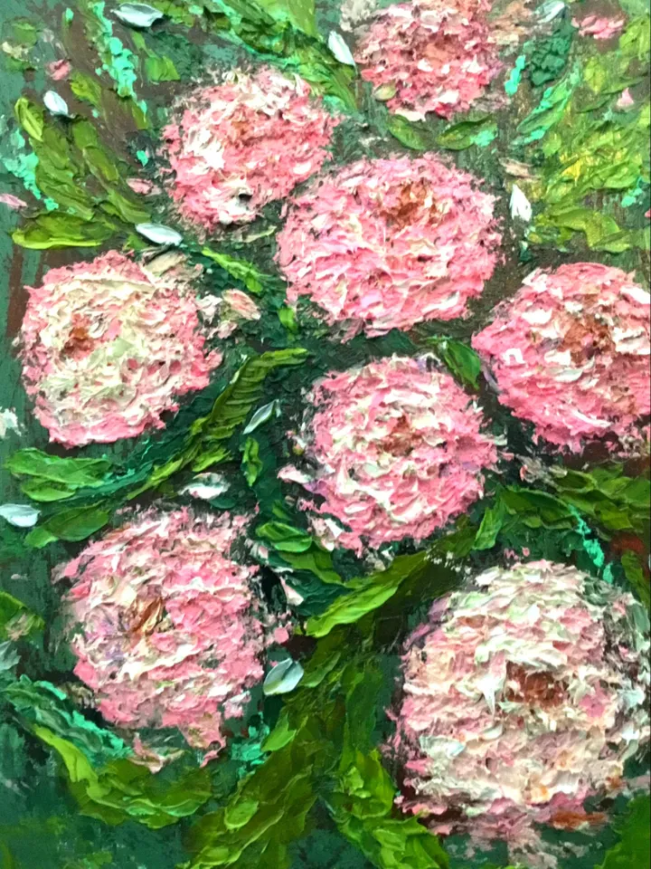 Chrysanthemums painting ,original oil painting on canvas ,pink chrysanthemums,abstract background, impressionistic chrysanthemums painting